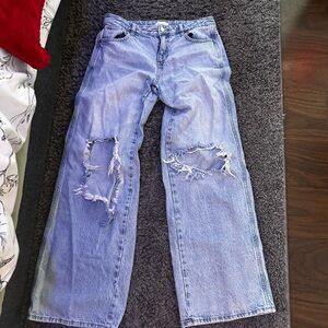 PacSun Light Blue Distressed Wide-Leg Jeans